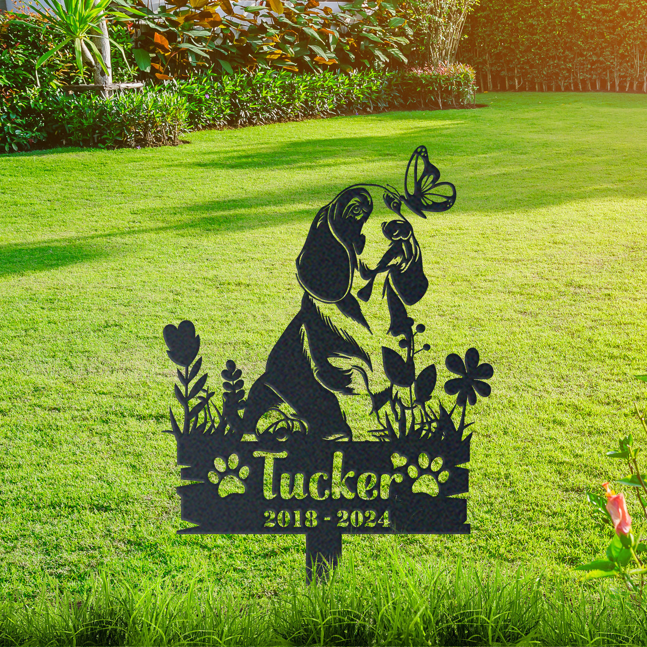 Personalized Garden Stake Gift for Basset Hound Memorial Pet Sympathy Signs Dog Loss Gift