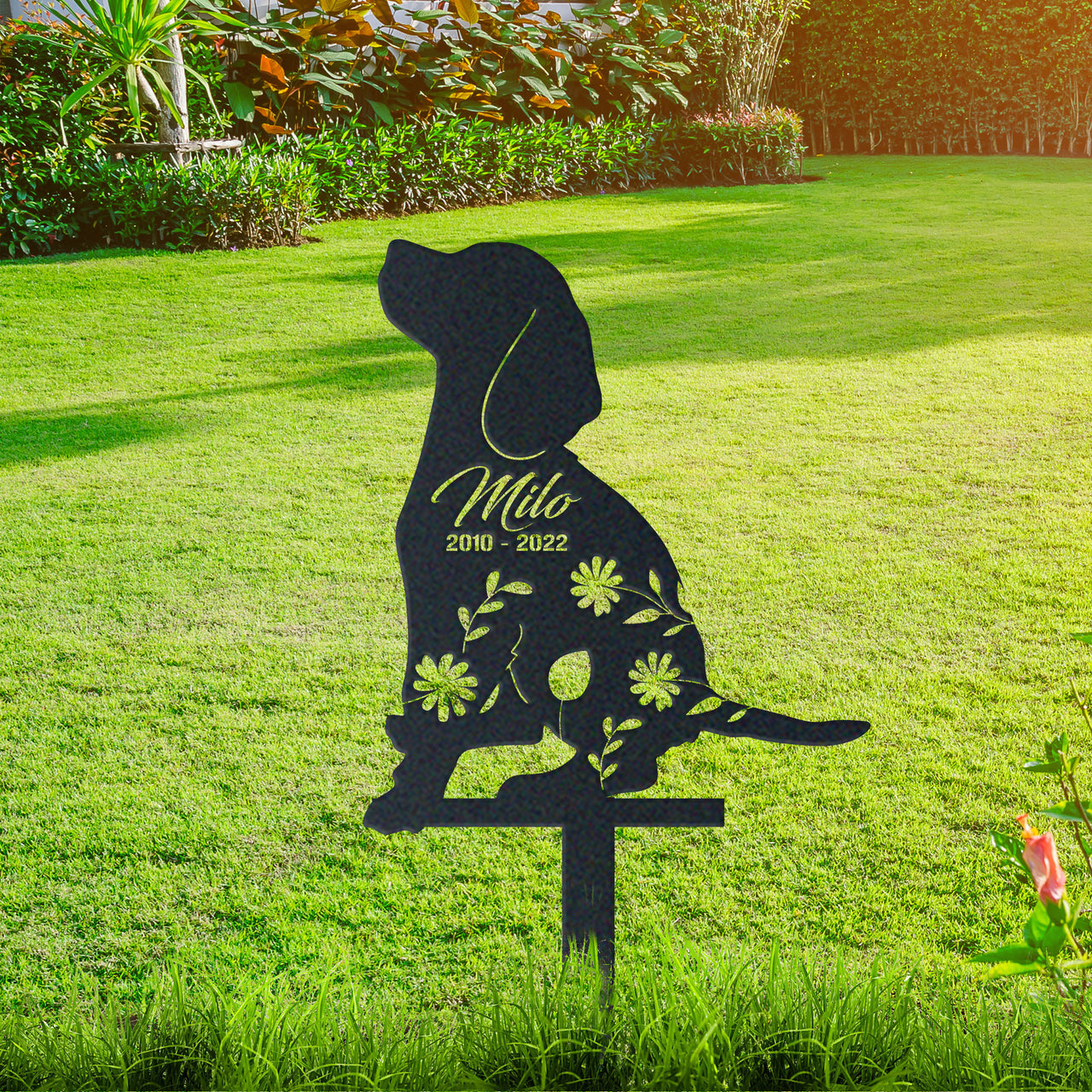Personalized Cute Beagle Garden Stake Pet Memorial Signs Pet Loss Gift