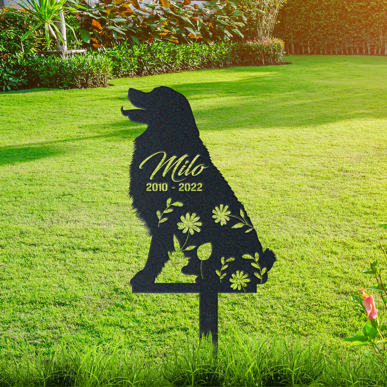 Personalized Cute Bernese Mountain Dog Garden Stake Pet Memorial Signs Pet Loss Gift