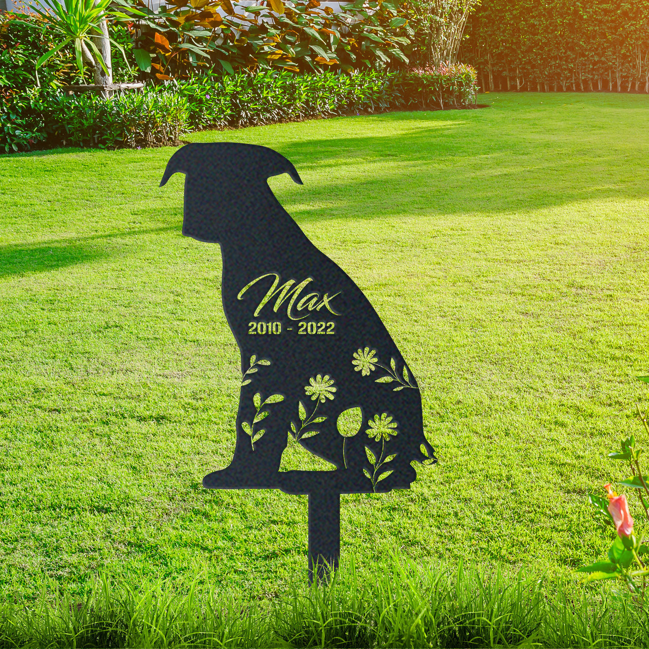 Personalized Cute Boxer Garden Stake Pet Memorial Signs Pet Loss Gift