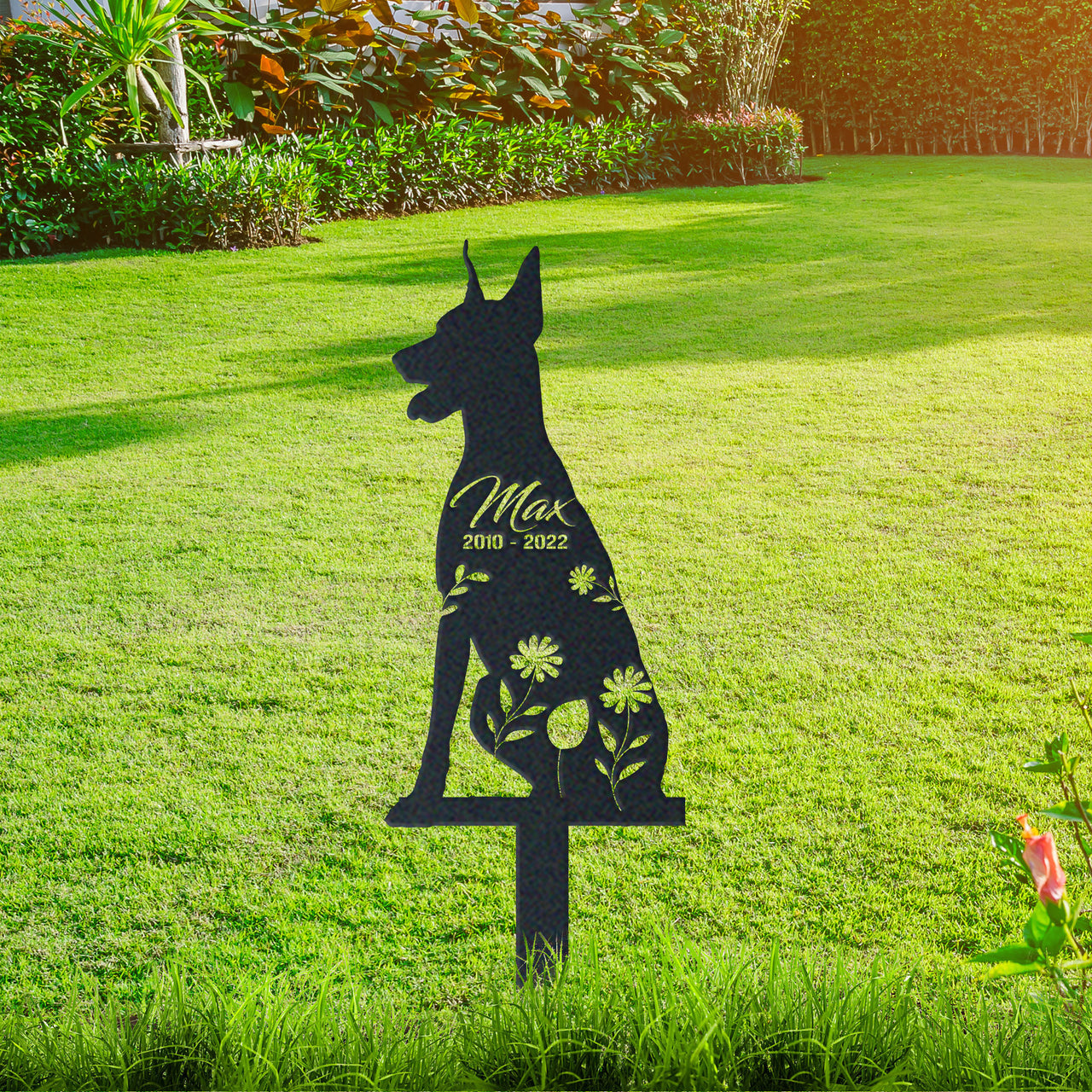 Personalized Cute Doberman Garden Stake Pet Memorial Signs Pet Loss Gift