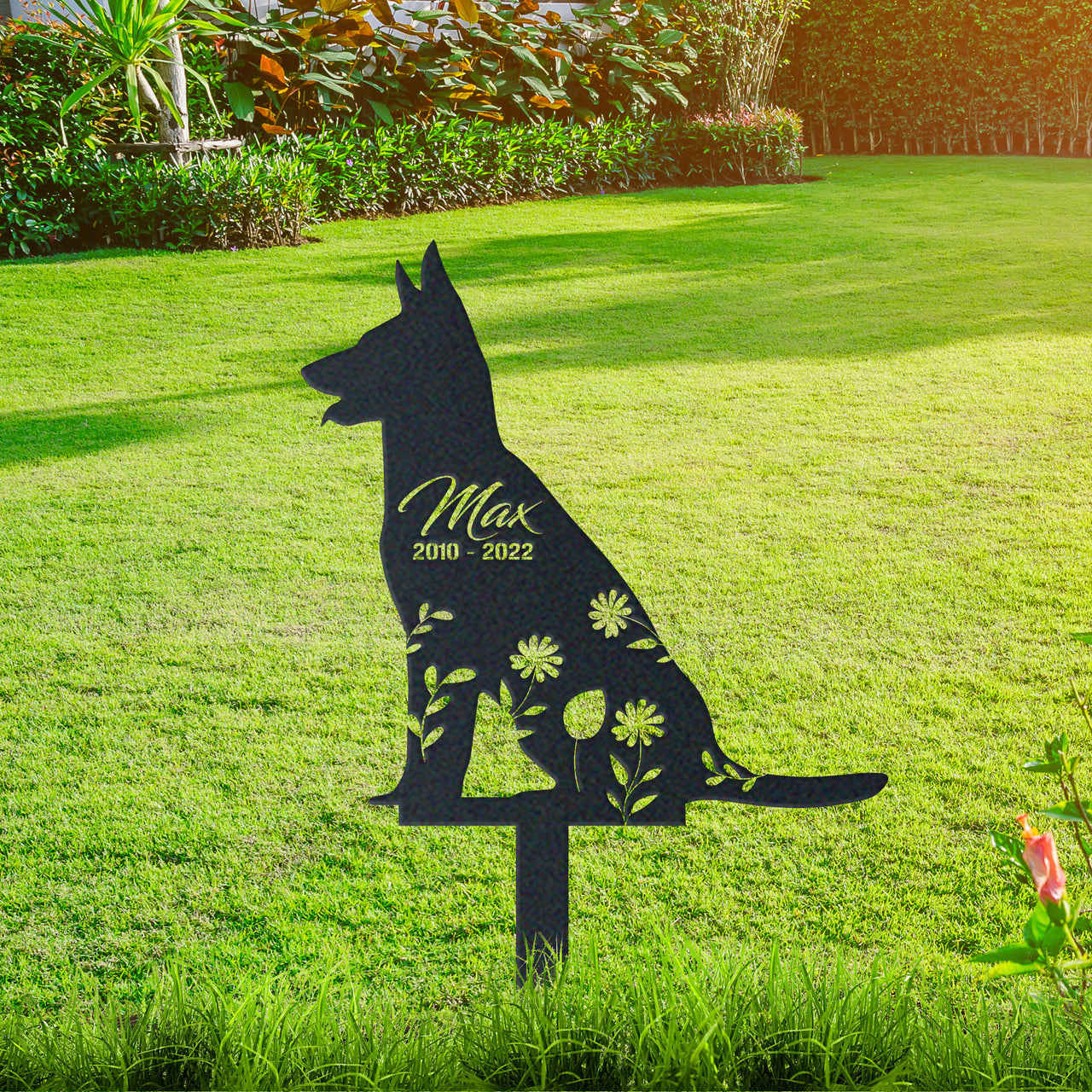 Personalized Cute German Shepherd Garden Stake Pet Memorial Signs Pet Loss Gift