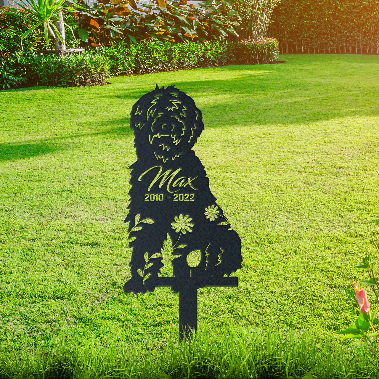 Personalized Cute Goldedoodle Garden Stake Pet Memorial Signs Pet Loss Gift