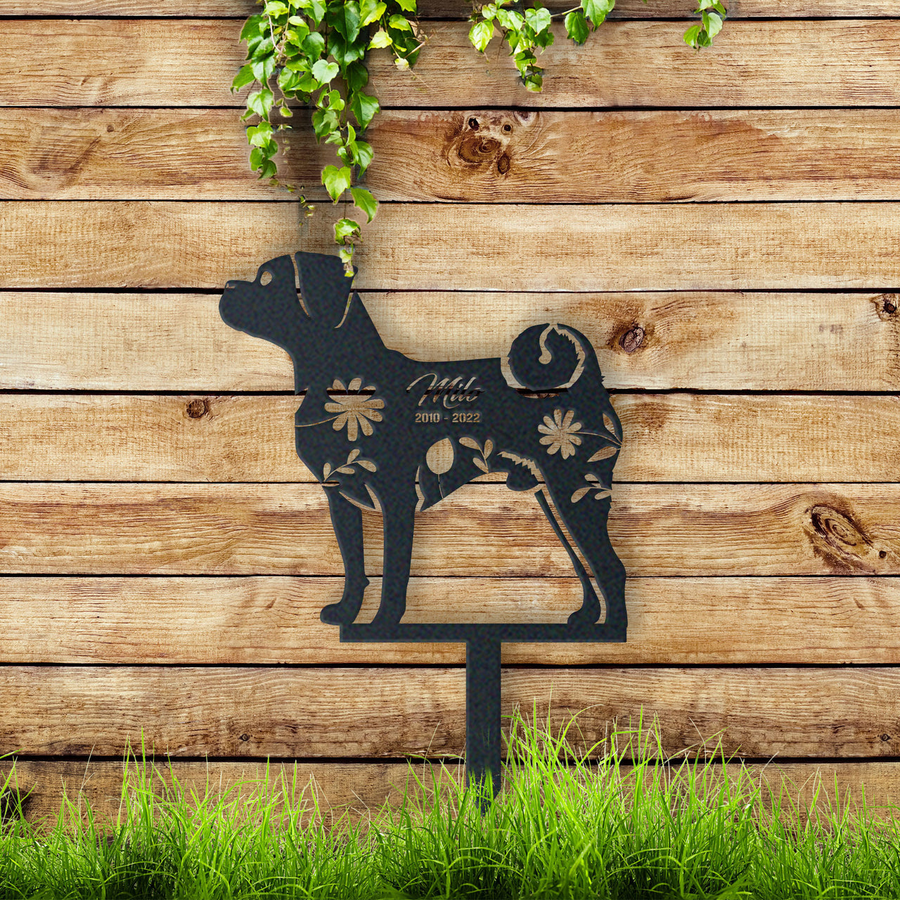 Personalized Cute Puggle Memorial Garden Stake Dog Memorial  Signs Pet Loss Gift