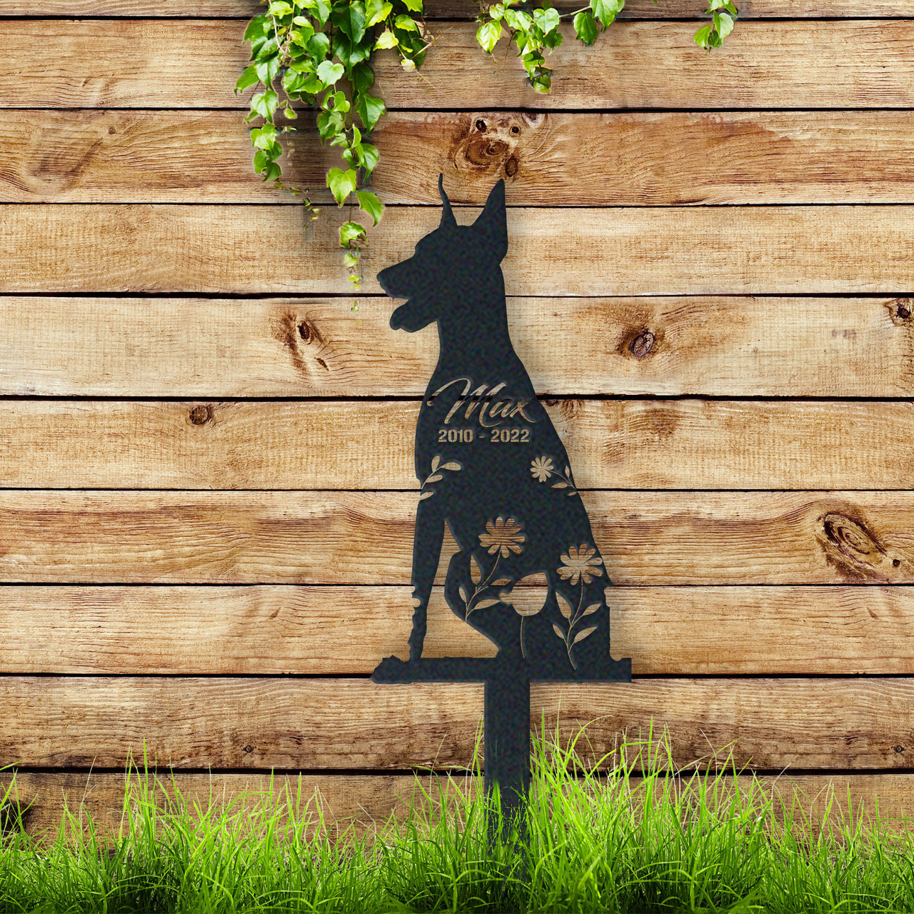 Personalized Cute Doberman Garden Stake Pet Memorial Signs Pet Loss Gift