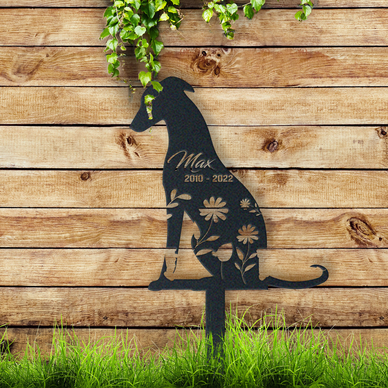 Personalized Cute Greyhound Garden Stake Pet Memorial Signs Pet Loss Gift