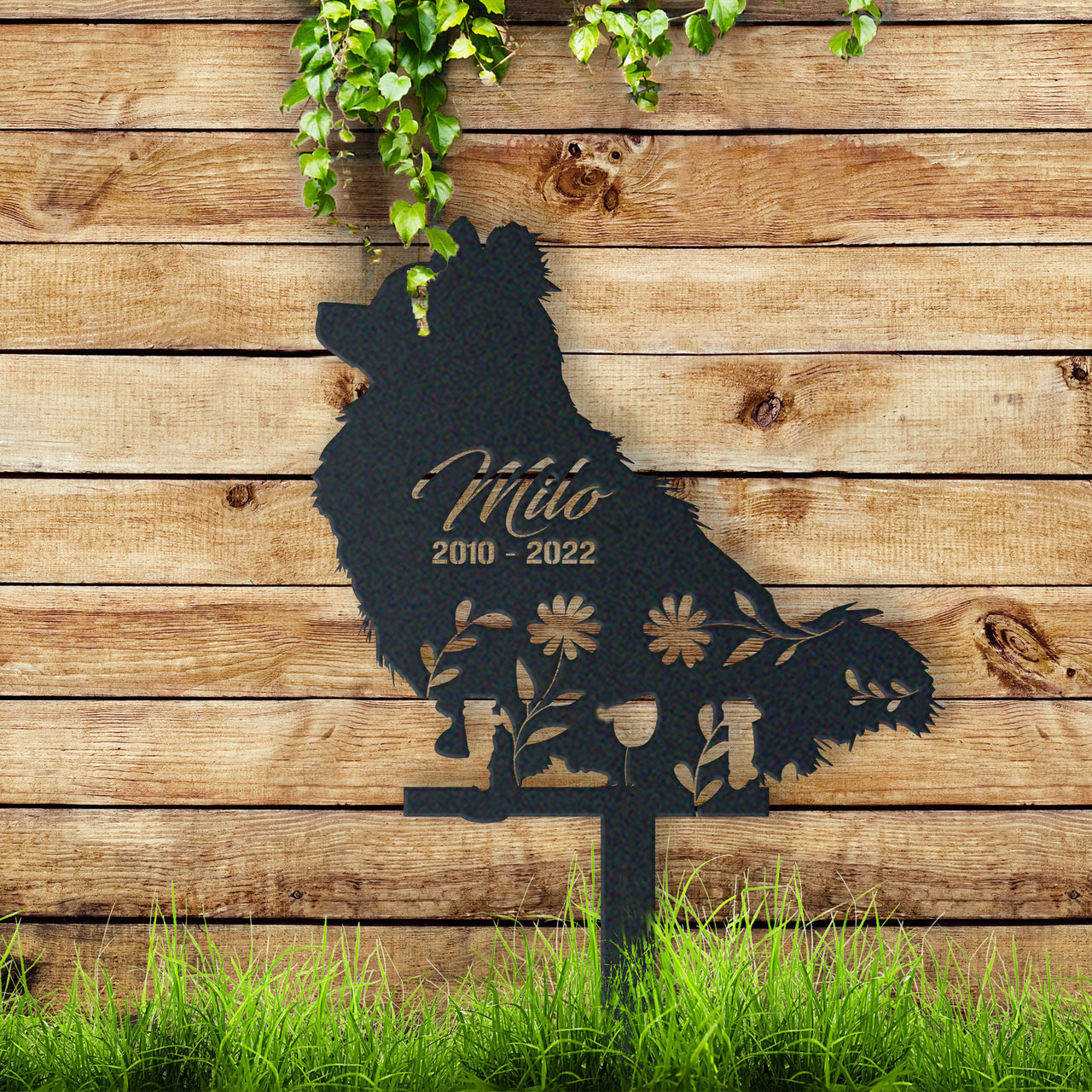 Personalized Cute Pomeranian Garden Stake Pet Memorial Signs Pet Loss Gift