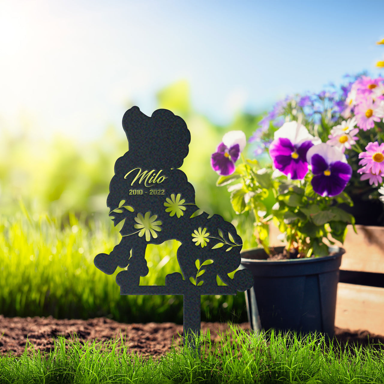 Personalized Cute Poodle Garden Stake Pet Memorial Signs Dog Loss Gift