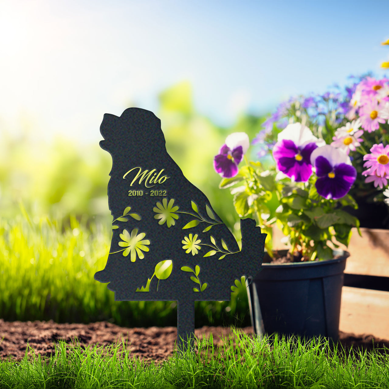 Personalized Cute Newfoundland Garden Stake Pet Memorial Signs Dog Loss Gift