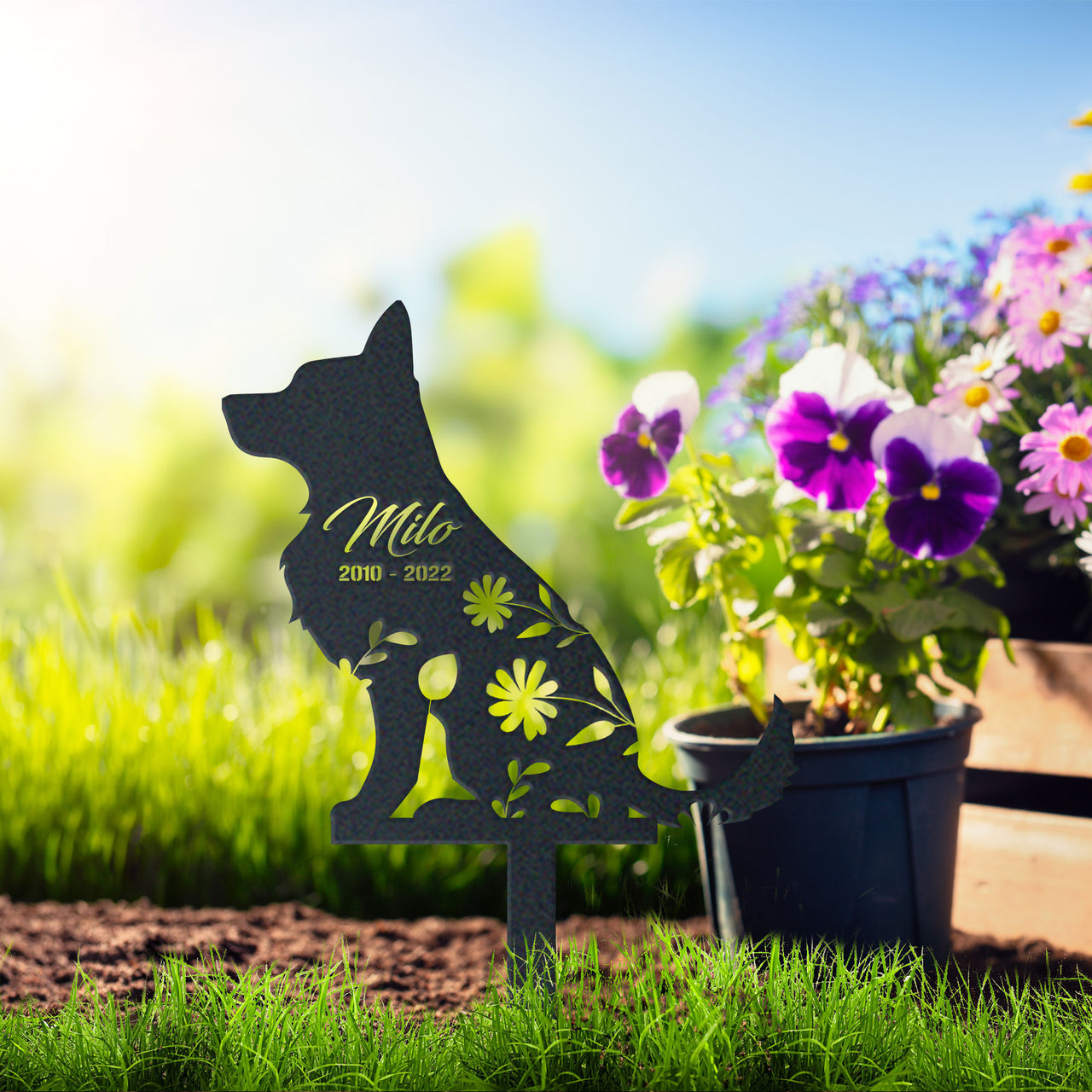 Personalized Cute Husky Garden Stake Pet Memorial Signs Dog Loss Gift