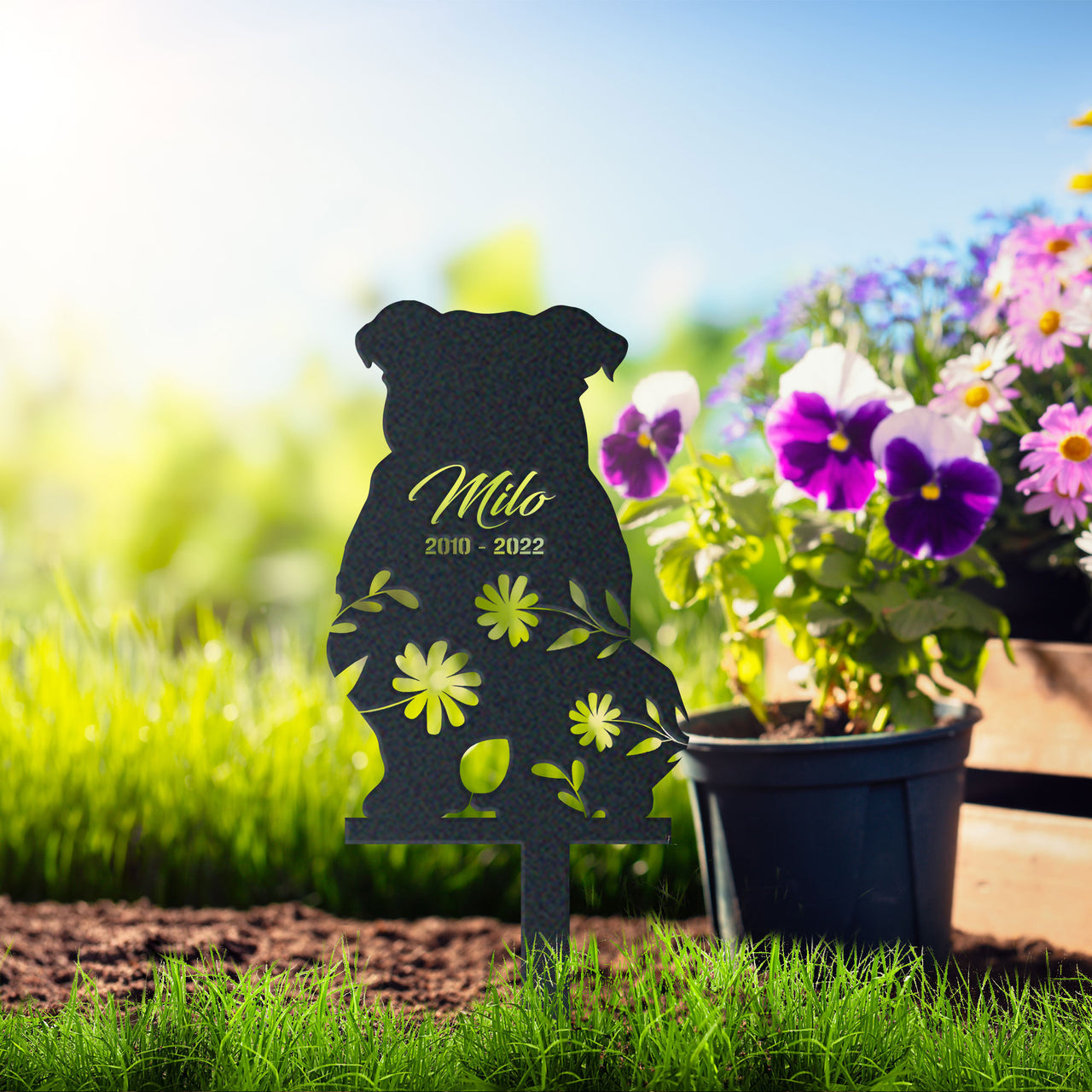 Personalized Cute English Bulldog Garden Stake Pet Memorial Signs Dog Loss Gift