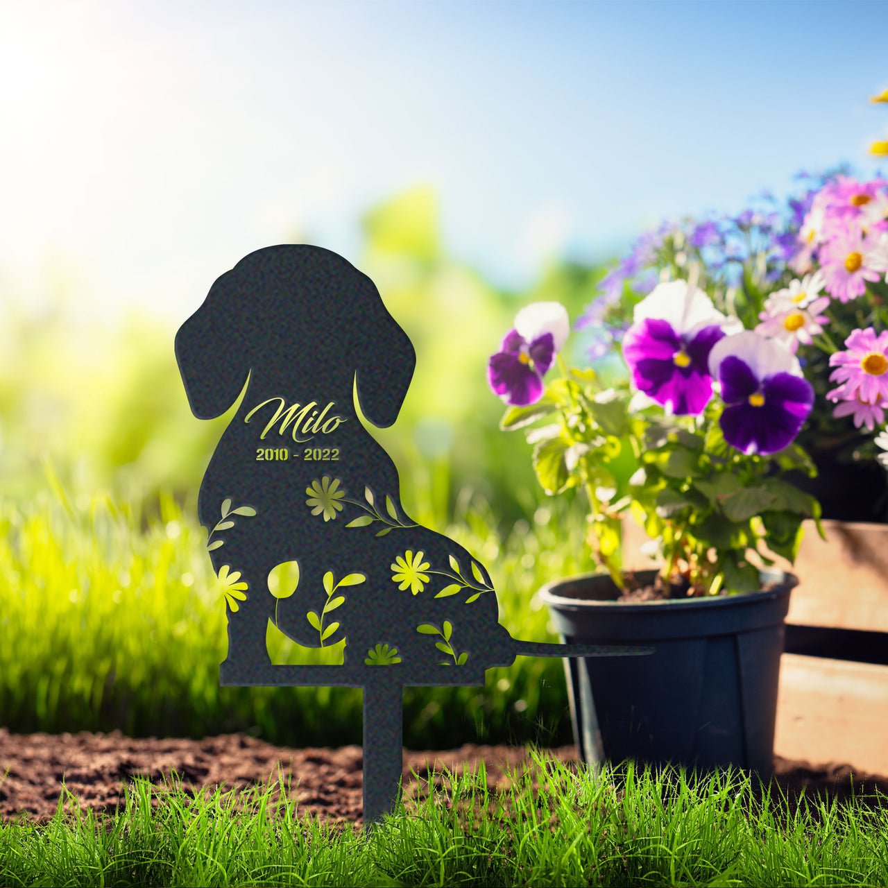 Personalized Cute Dachshund Garden Stake Pet Memorial Signs Dog Loss Gift