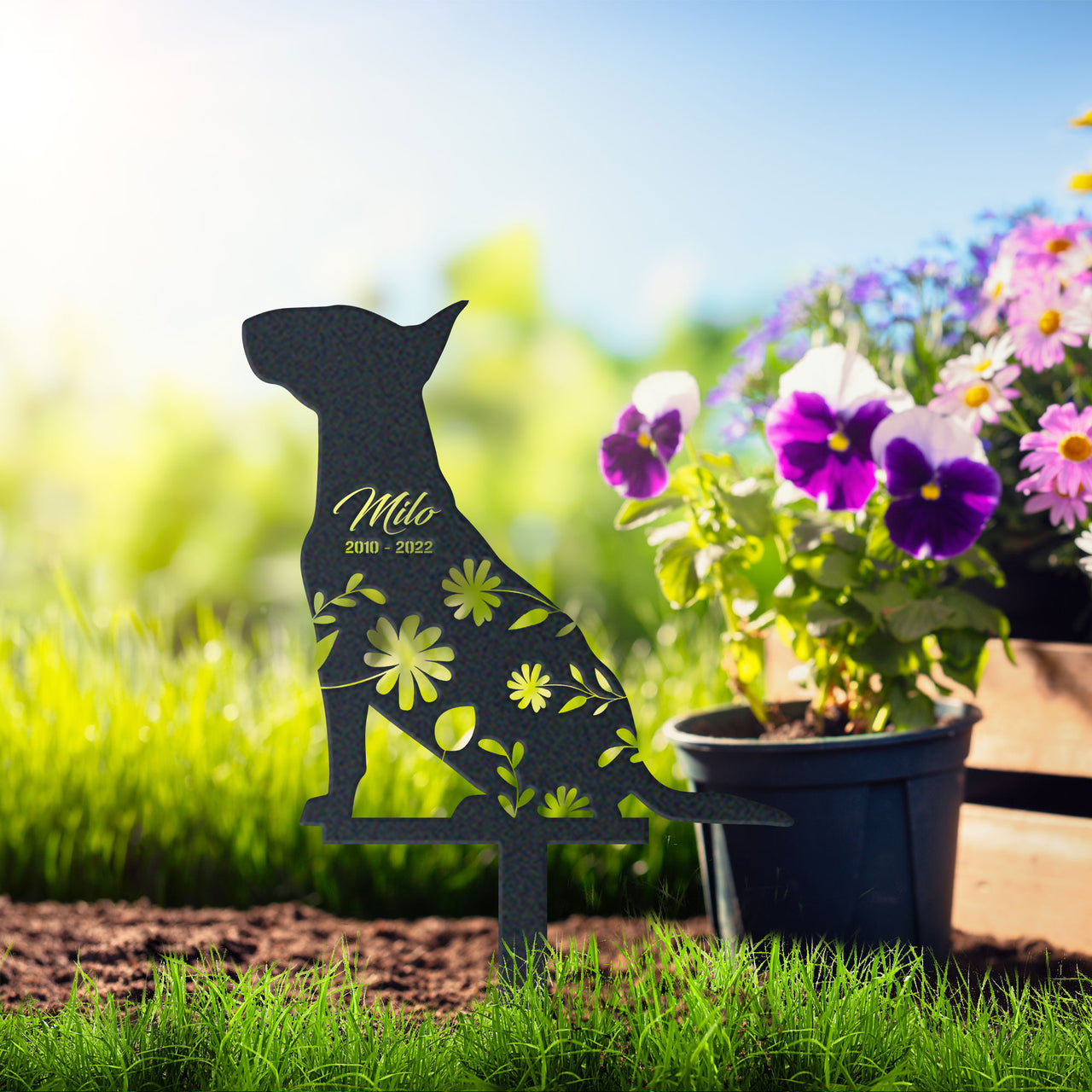 Personalized Cute Bull Terrier Garden Stake Pet Memorial Signs Dog Loss Gift