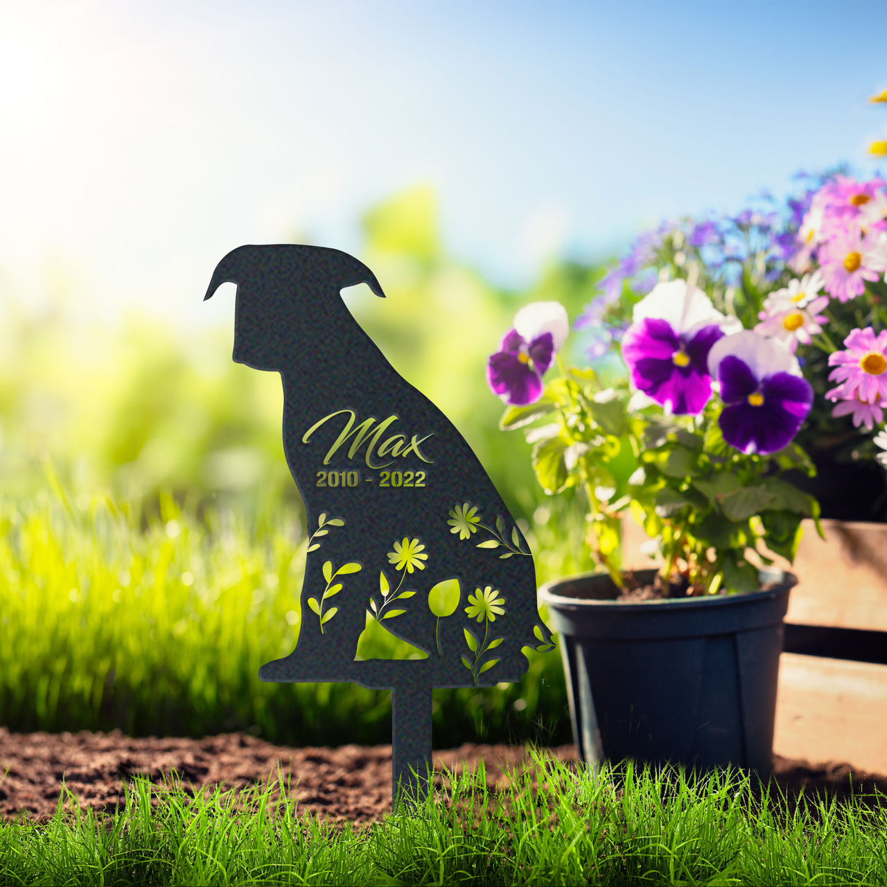 Personalized Cute Boxer Garden Stake Pet Memorial Signs Pet Loss Gift