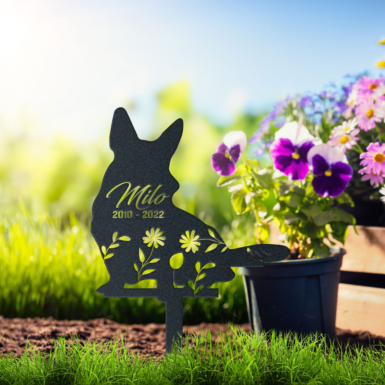 Personalized Cute Corgi Garden Stake Pet Memorial Signs Pet Loss Gift