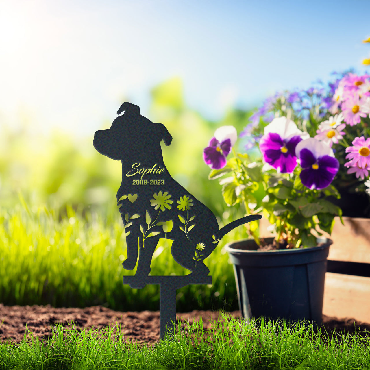 Personalized Cute Pit Bull Garden Stake Pet Memorial Signs Pet Loss Gift