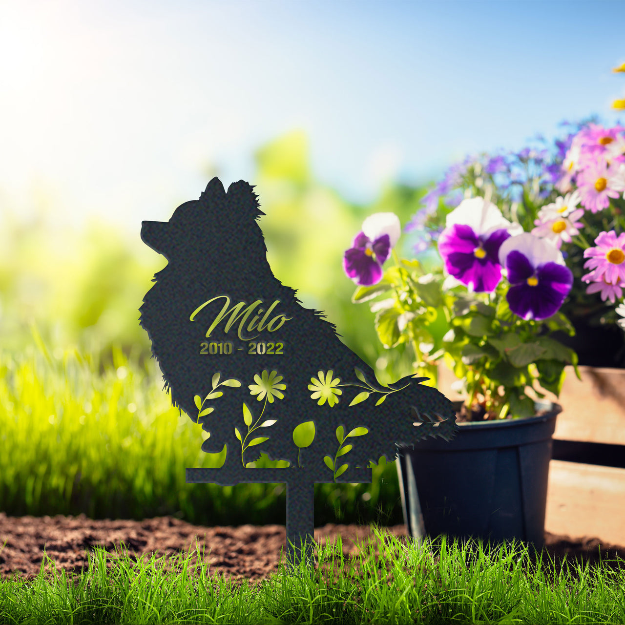 Personalized Cute Pomeranian Garden Stake Pet Memorial Signs Pet Loss Gift