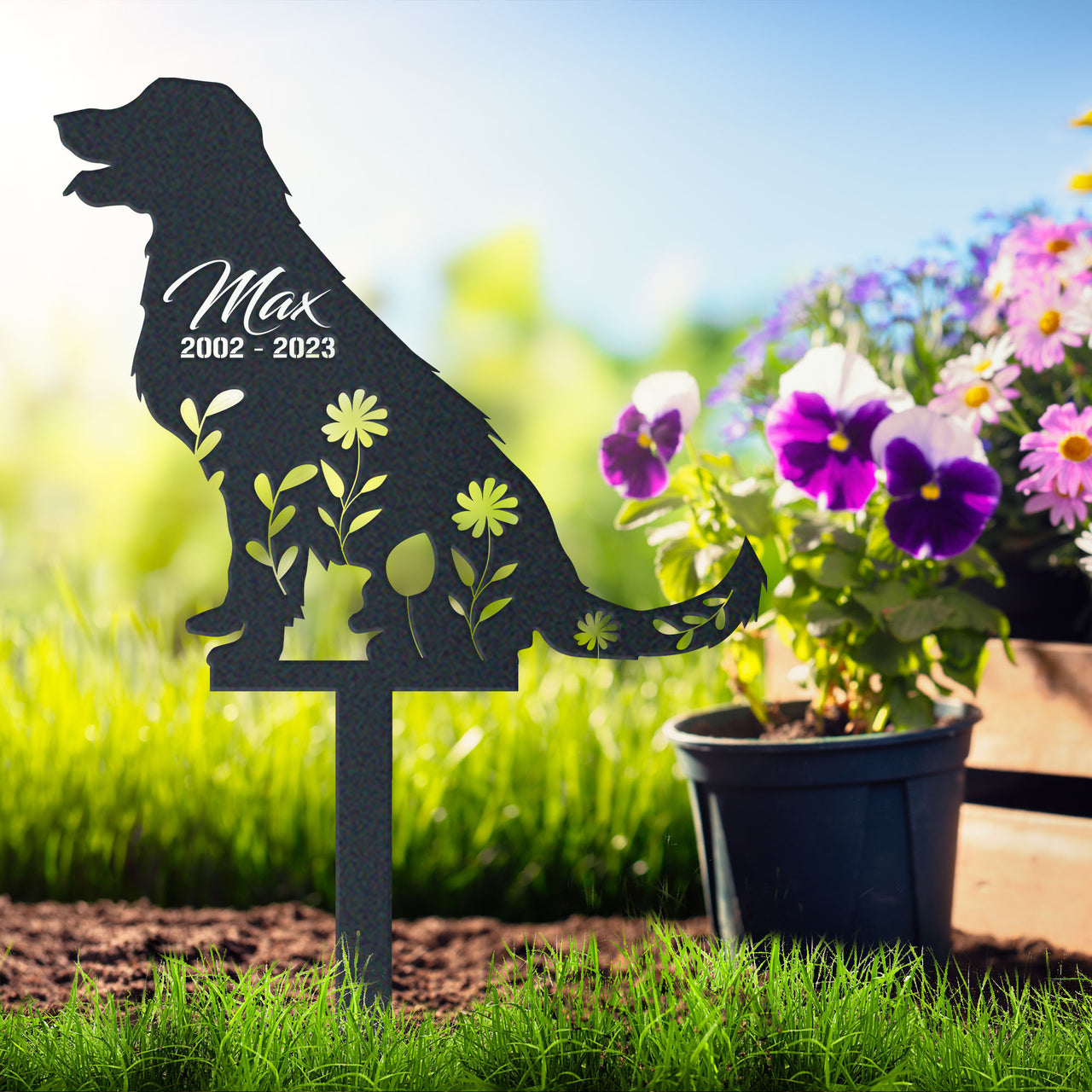 Personalized Cute Golden Retriever Garden Stake Pet Memorial Signs Pet Loss Gift