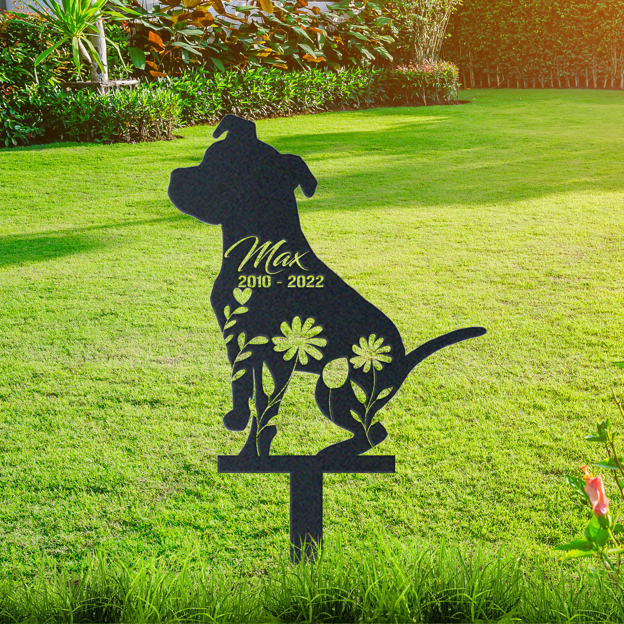Personalized Cute Pit Bull Garden Stake Pet Memorial Signs Pet Loss Gift