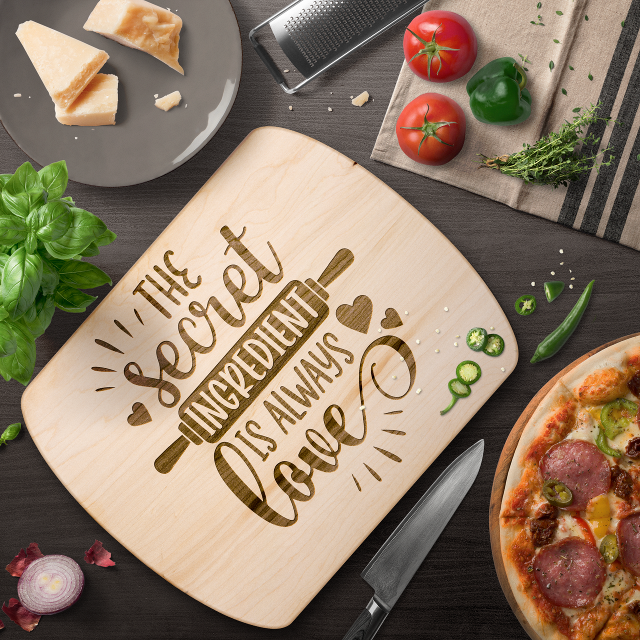 Personalized Cutting Board, Cooking Lover Gift, Housewarming Gift, The Secret Ingredient Is Always Love