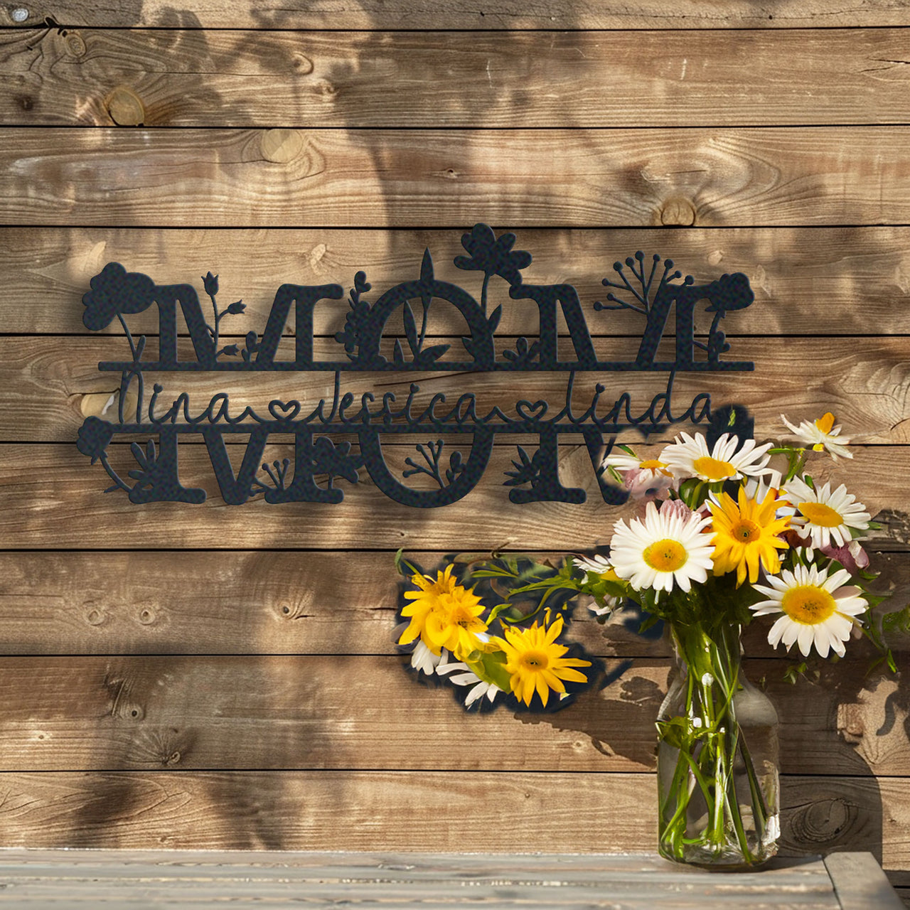 Family Custom Metal Sign Mom And Children Name Idea For Mother's Day Gift