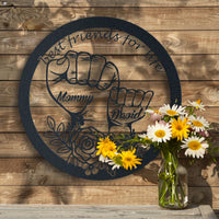 Family Custom Metal Sign Hand Mom And Children Best Friends Idea For Mother's Day Gift