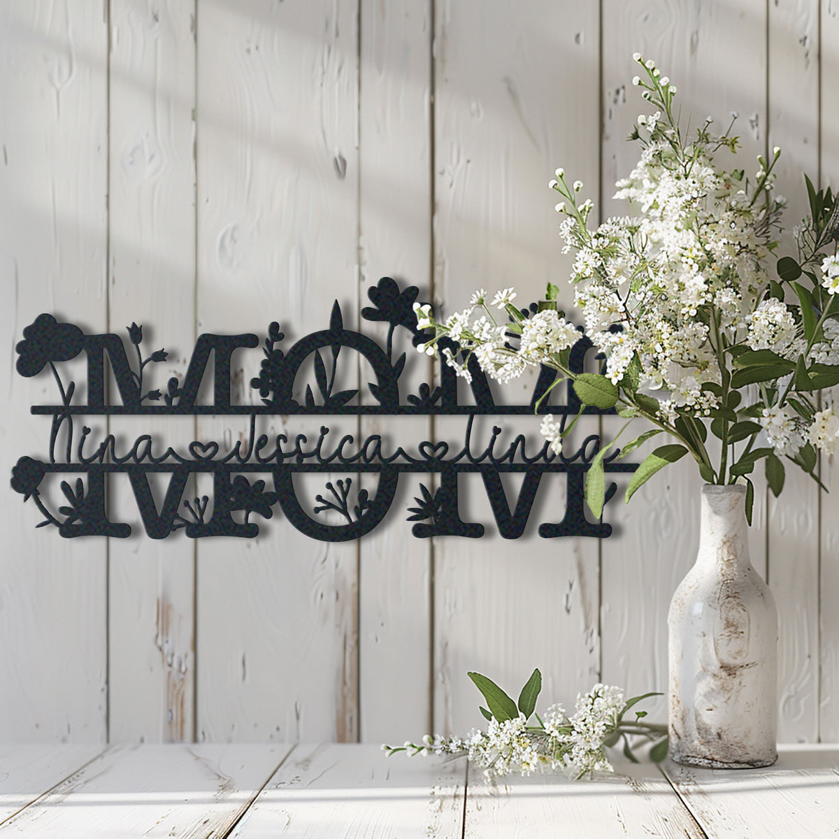 Family Custom metal wall art displayed on a home wall