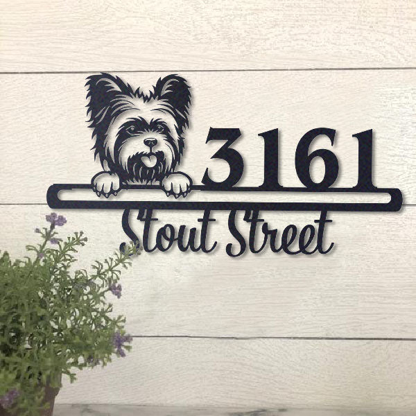 Cute Yorkshire Terrier    Address Sign, House Number Sign, Address Plaque, Dog Lovers Gift