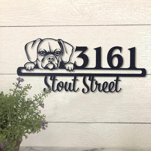 Cute Puggle    Address Sign, House Number Sign, Address Plaque, Dog Lovers Gift