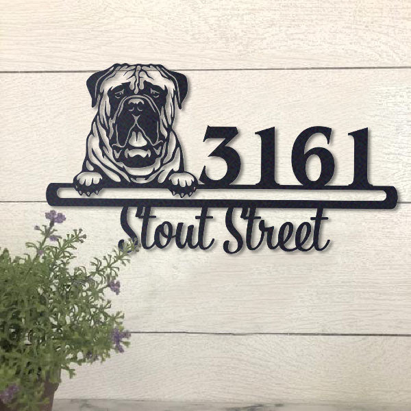 Cute Bullmastiff    Address Sign, House Number Sign, Address Plaque, Dog Lovers Gift