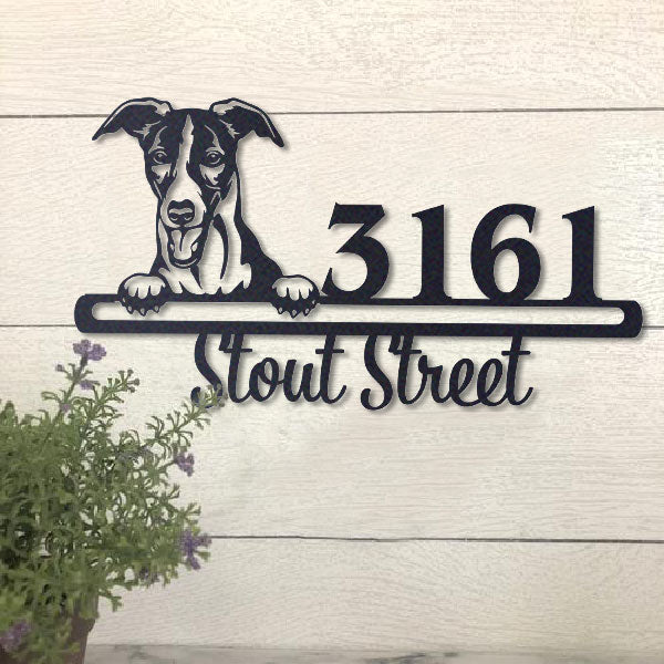 Cute Whippet    Address Sign, House Number Sign, Address Plaque, Dog Lovers Gift