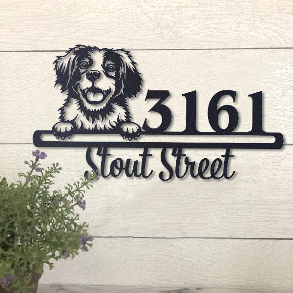 Cute Brittany    Address Sign, House Number Sign, Address Plaque, Dog Lovers Gift
