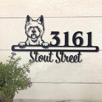Thumbnail for Cute West Highland Terrier    Address Sign, House Number Sign, Address Plaque, Dog Lovers Gift