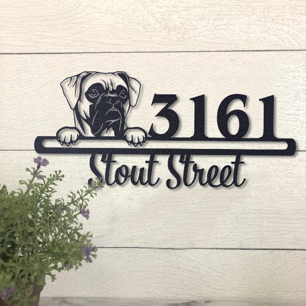 Cute Boxer    Address Sign, House Number Sign, Address Plaque, Dog Lovers Gift