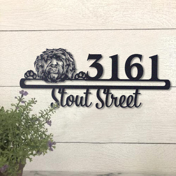 Cute Portuguese Water Dog    Address Sign, House Number Sign, Address Plaque, Dog Lovers Gift