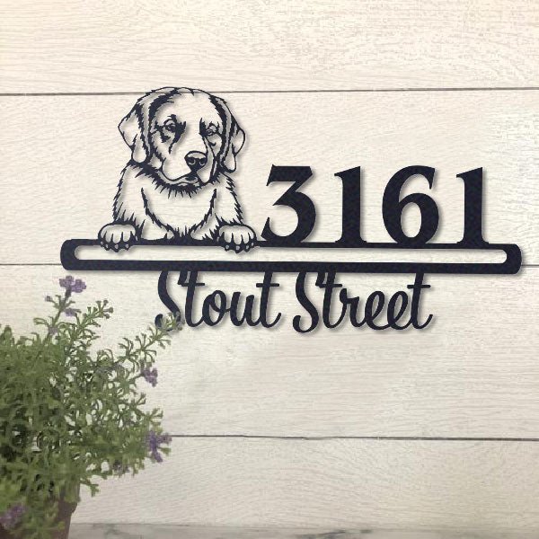 Cute Golden Retriever 2  Address Sign, House Number Sign, Address Plaque, Dog Lovers Gift