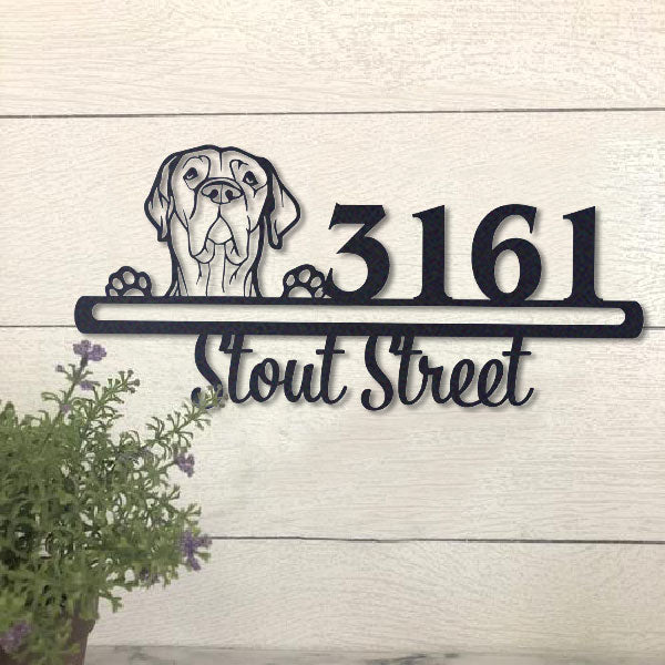 Cute Bordeaux Great Dane    Address Sign, House Number Sign, Address Plaque, Dog Lovers Gift