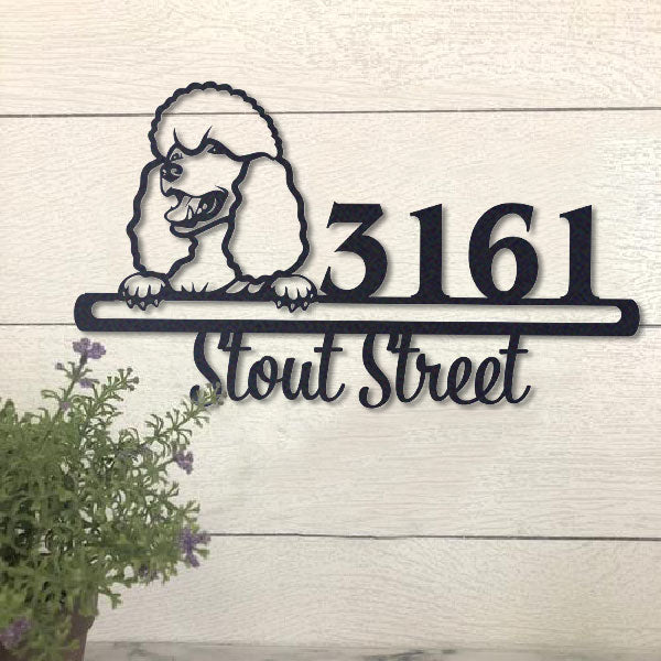 Cute Poodle 3    Address Sign, House Number Sign, Address Plaque, Dog Lovers Gift