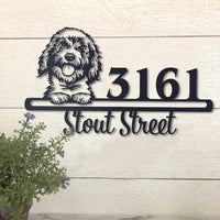 Thumbnail for Cute Goldendoodle    Address Sign, House Number Sign, Address Plaque, Dog Lovers Gift