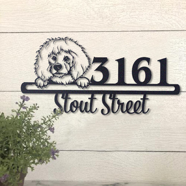 Cute Poodle 2    Address Sign, House Number Sign, Address Plaque, Dog Lovers Gift