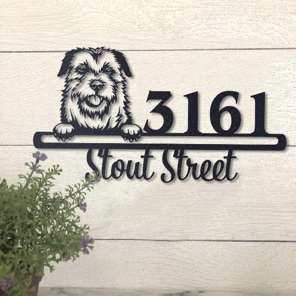 Cute Border Terrier    Address Sign, House Number Sign, Address Plaque, Dog Lovers Gift