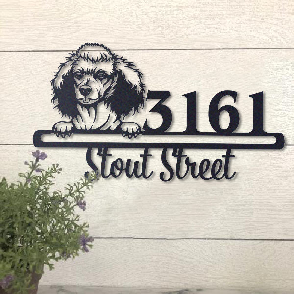 Cute Poodle Address Sign, House Number Sign, Address Plaque, Dog Lovers Gift