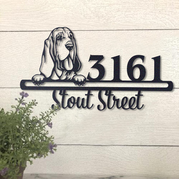 Cute Bloodhound    Address Sign, House Number Sign, Address Plaque, Dog Lovers Gift