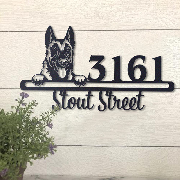 Cute German Shepherd Address Sign House Number Address Plaque Dog Lovers Gift