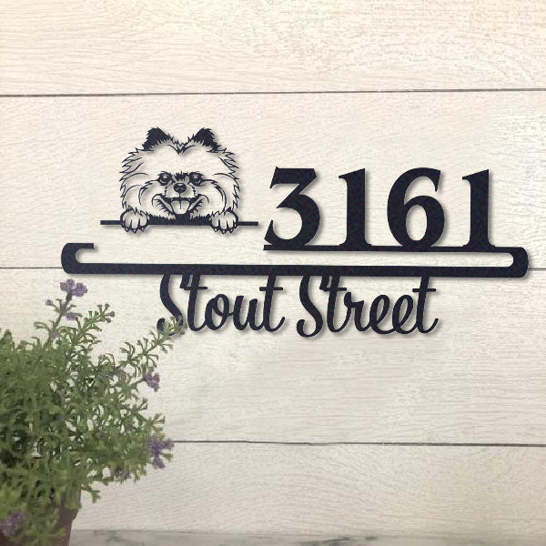 Cute Pomeranian 2    Address Sign, House Number Sign, Address Plaque, Dog Lovers Gift