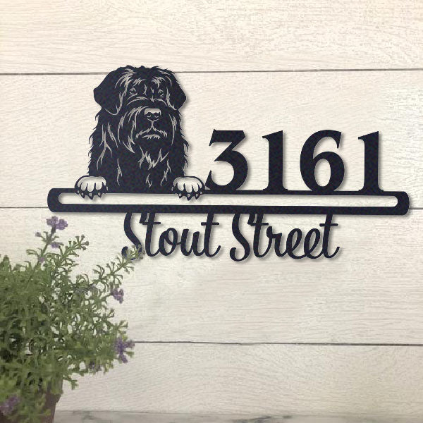 Cute Black Russian Terrier    Address Sign, House Number Sign, Address Plaque, Dog Lovers Gift