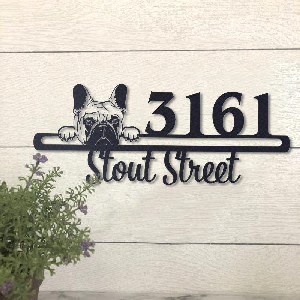 Cute French Bulldog Address Sign House Number Address Plaque Dog Lovers Gift
