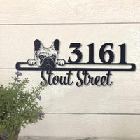 Thumbnail for Cute French Bulldog Address Sign House Number Address Plaque Dog Lovers Gift