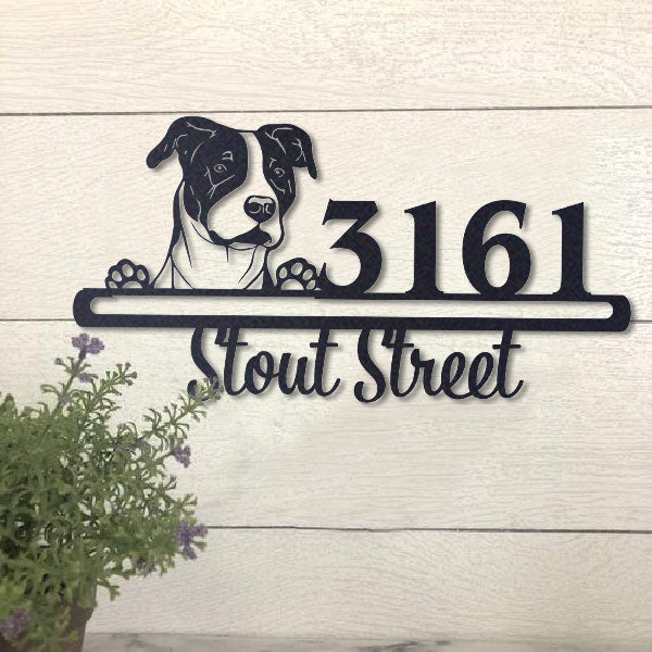 Cute Pit Bull 2    Address Sign, House Number Sign, Address Plaque, Dog Lovers Gift