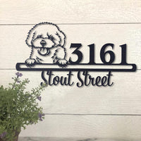 Thumbnail for Cute Black Bischon Frise    Address Sign, House Number Sign, Address Plaque, Dog Lovers Gift
